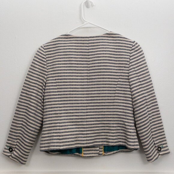Tommy Hilfiger Striped Tweed Cropped Jacket | Size 4 | Nautical Preppy Chic - Picture 2 of 6